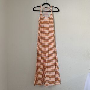 Tommy Bahama Maxi Dress Women XS Orange Stripe Racerback Stretch Nautical Summer